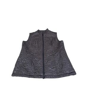 Women's Vest Silver Gray XL Toffee Apple Extra Large Zip Up Floral Stitching